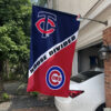 Twins vs Cubs House Divided Flag, MLB House Divided Flag 1 Twins vs Cubs House Divided Flag, MLB House Divided Flag, MLB House Divided Flag