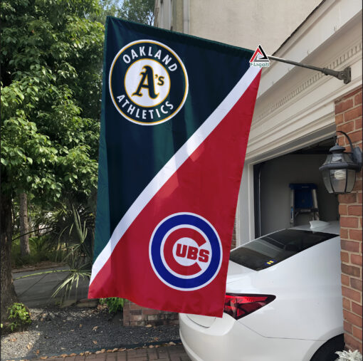 Athletics vs Cubs House Divided Flag, MLB House Divided Flag Athletics vs Cubs House Divided Flag, MLB House Divided Flag