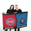 Pistons vs Timberwolves House Divided Flag, NBA House Divided Flag 2 3 10