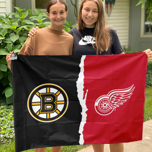 Bruins vs Red Wings House Divided Flag, NHL House Divided Flag Bruins vs Red Wings House Divided Flag, NHL House Divided Flag
