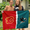 Flames vs Sharks House Divided Flag, NHL House Divided Flag 2 Flames vs Sharks House Divided Flag, NHL House Divided Flag