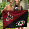 Coyotes vs Hurricanes House Divided Flag, NHL House Divided Flag 2 Coyotes vs Hurricanes House Divided Flag, NHL House Divided Flag