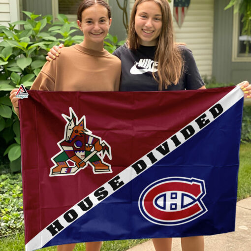 Coyotes vs Canadiens House Divided Flag, NHL House Divided Flag Coyotes vs Canadiens House Divided Flag, NHL House Divided Flag