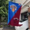 Knicks vs Heat House Divided Flag, NBA House Divided Flag 2 Knicks vs Heat House Divided Flag, NBA House Divided Flag, NBA House Divided Flag