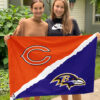 Bears vs Ravens House Divided Flag, NFL House Divided Flag, NFL House Divided Flag