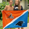 Browns vs Panthers House Divided Flag, NFL House Divided Flag 2 Browns vs Panthers House Divided Flag, NFL House Divided Flag