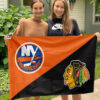Islanders vs Blackhawks House Divided Flag, NHL House Divided Flag