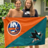 Islanders vs Sharks House Divided Flag, NHL House Divided Flag 2 Islanders vs Sharks House Divided Flag, NHL House Divided Flag