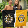 Bruins vs Penguins House Divided Flag, NHL House Divided Flag 2 Bruins vs Penguins House Divided Flag, NHL House Divided Flag