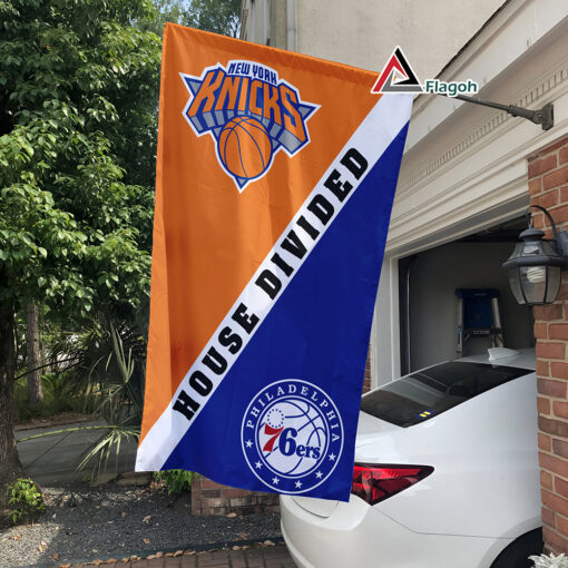 Knicks vs 76ers House Divided Flag, NBA House Divided Flag