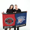 Raptors vs Thunder House Divided Flag, NBA House Divided Flag 3 Raptors vs Thunder House Divided Flag, NBA House Divided Flag