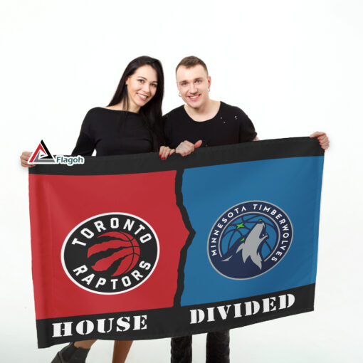 Raptors vs Timberwolves House Divided Flag, NBA House Divided Flag Raptors vs Timberwolves House Divided Flag, NBA House Divided Flag