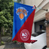 Knicks vs Hawks House Divided Flag, NBA House Divided Flag 3 Knicks vs Hawks House Divided Flag, NBA House Divided Flag, NBA House Divided Flag
