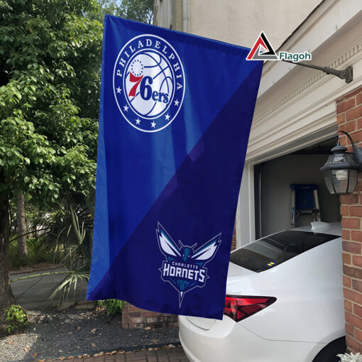 76ers vs Hornets House Divided Flag, NBA House Divided Flag 76ers vs Hornets House Divided Flag, NBA House Divided Flag