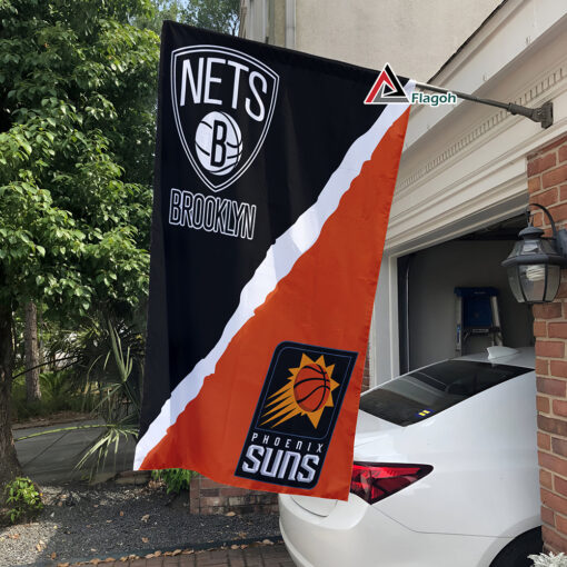 Nets vs Suns House Divided Flag, NBA House Divided Flag Nets vs Suns House Divided Flag, NBA House Divided Flag