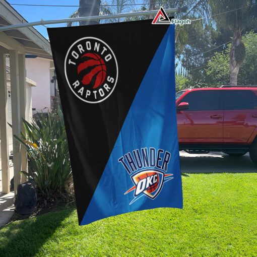 Raptors vs Thunder House Divided Flag, NBA House Divided Flag Raptors vs Thunder House Divided Flag, NBA House Divided Flag