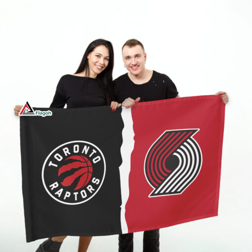 Raptors vs Trail Blazers House Divided Flag, NBA House Divided Flag Raptors vs Trail Blazers House Divided Flag, NBA House Divided Flag