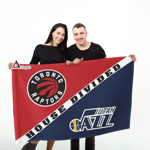 Raptors vs Jazz House Divided Flag, NBA House Divided Flag Raptors vs Jazz House Divided Flag, NBA House Divided Flag