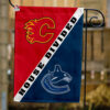 Flames vs Canucks House Divided Flag, NHL House Divided Flag