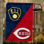 Brewers vs Reds House Divided Flag, MLB House Divided Flag