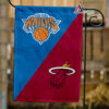 Knicks vs Heat House Divided Flag, NBA House Divided Flag