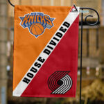 Knicks vs Trail Blazers House Divided Flag, NBA House Divided Flag