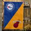 76ers vs Heat House Divided Flag, NBA House Divided Flag, NBA House Divided Flag