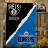 Nets vs Clippers House Divided Flag, NBA House Divided Flag, NBA House Divided Flag