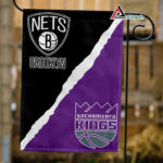 Nets vs Kings House Divided Flag, NBA House Divided Flag