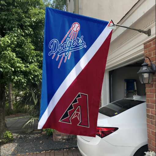 Dodgers vs Diamondbacks House Divided Flag, MLB House Divided Flag
