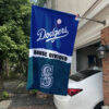 Dodgers vs Mariners House Divided Flag, MLB House Divided Flag 1 Dodgers vs Mariners House Divided Flag, MLB House Divided Flag