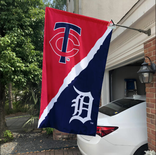 Twins vs Tigers House Divided Flag, MLB House Divided Flag