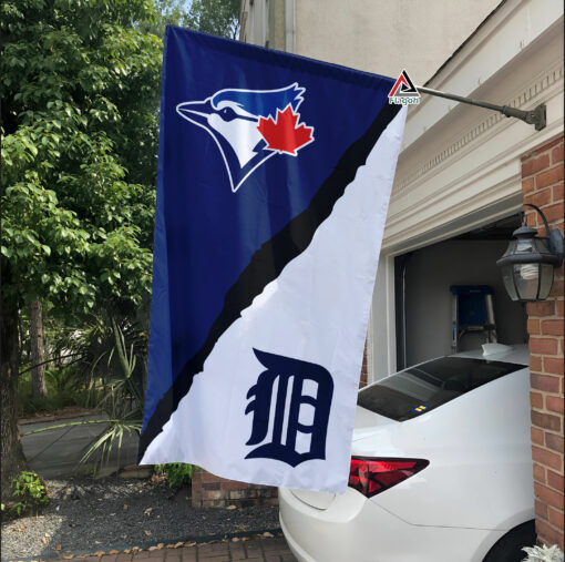 Blue Jays vs Tigers House Divided Flag, MLB House Divided Flag Blue Jays vs Tigers House Divided Flag, MLB House Divided Flag