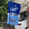 Dodgers vs Rays House Divided Flag, MLB House Divided Flag 1 Dodgers vs Rays House Divided Flag, MLB House Divided Flag