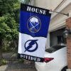 Sabres vs Lightning House Divided Flag, NHL House Divided Flag 1 Sabres vs Lightning House Divided Flag, NHL House Divided Flag