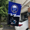 Sabres vs Sharks House Divided Flag, NHL House Divided Flag