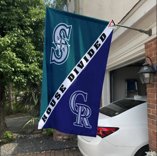 Mariners vs Rockies House Divided Flag, MLB House Divided Flag Mariners vs Rockies House Divided Flag, MLB House Divided Flag