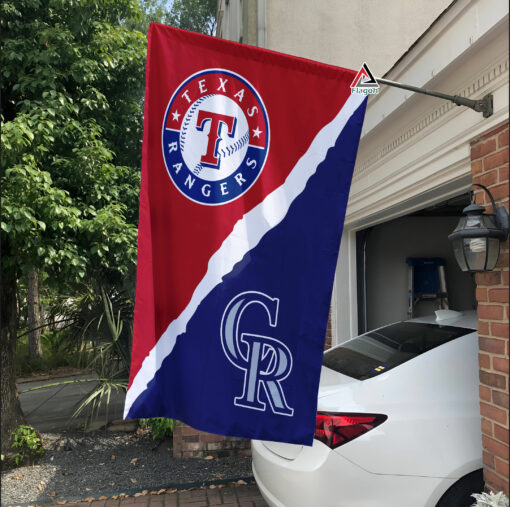 Rangers vs Rockies House Divided Flag, MLB House Divided Flag Rangers vs Rockies House Divided Flag, MLB House Divided Flag