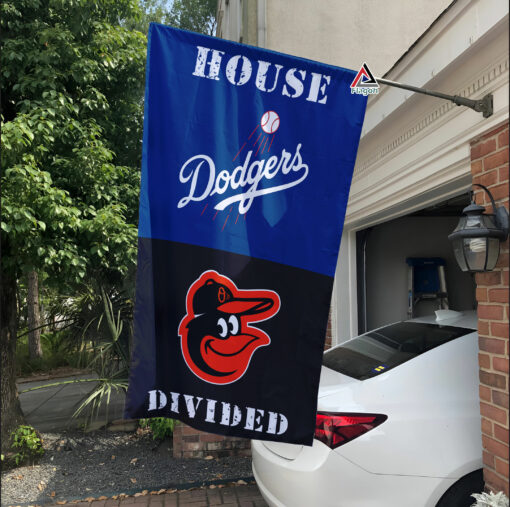 Dodgers vs Orioles House Divided Flag, MLB House Divided Flag