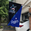 Marlins vs Dodgers House Divided Flag, MLB House Divided Flag 1 Marlins vs Dodgers House Divided Flag, MLB House Divided Flag