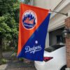 Mets vs Dodgers House Divided Flag, MLB House Divided Flag 1 Mets vs Dodgers House Divided Flag, MLB House Divided Flag