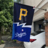 Pirates vs Dodgers House Divided Flag, MLB House Divided Flag 1 Pirates vs Dodgers House Divided Flag, MLB House Divided Flag