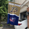 Ducks vs Blue Jackets House Divided Flag, NHL House Divided Flag 1 Ducks vs Jackets House Divided Flag, NHL House Divided Flag