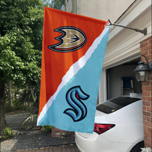 Ducks vs Kraken House Divided Flag, NHL House Divided Flag Ducks vs Kraken House Divided Flag, NHL House Divided Flag