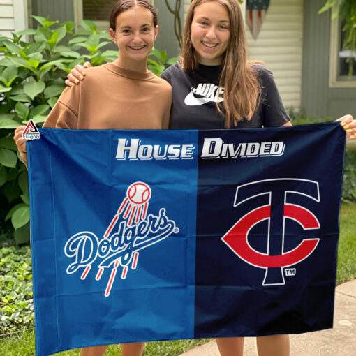 Dodgers vs Twins House Divided Flag, MLB House Divided Flag Dodgers vs Twins House Divided Flag, MLB House Divided Flag