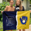 Tigers vs Brewers House Divided Flag, MLB House Divided Flag 2 Tigers vs Brewers House Divided Flag, MLB House Divided Flag