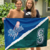 Dodgers vs Mariners House Divided Flag, MLB House Divided Flag 2 Dodgers vs Mariners House Divided Flag, MLB House Divided Flag