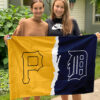 Pirates vs Tigers House Divided Flag, MLB House Divided Flag 2 Pirates vs Tigers House Divided Flag, MLB House Divided Flag