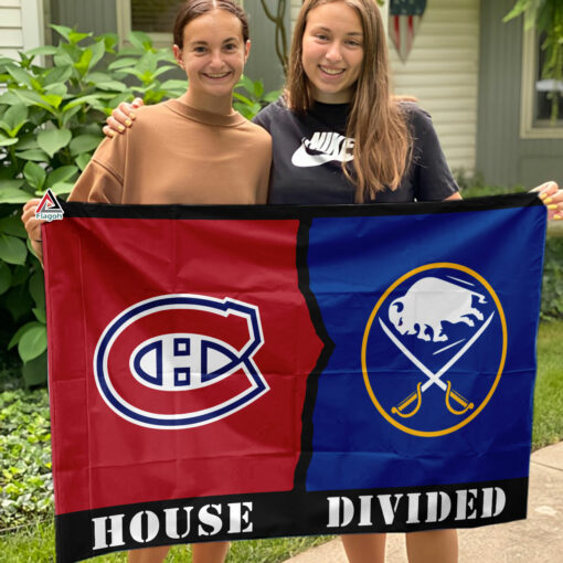 Canadiens vs Sabres House Divided Flag, NHL House Divided Flag Canadiens vs Sabres House Divided Flag, NHL House Divided Flag