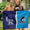 Rockies vs Marlins House Divided Flag, MLB House Divided Flag 2 Rockies vs Marlins House Divided Flag, MLB House Divided Flag